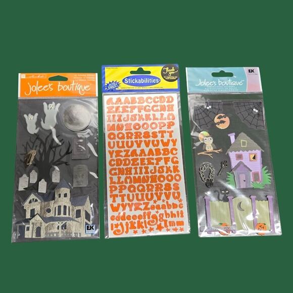 Halloween Stickers: Jolee's Lock And Key, Haunted House, Orange Alphabet Numbers - Picture 2 of 9